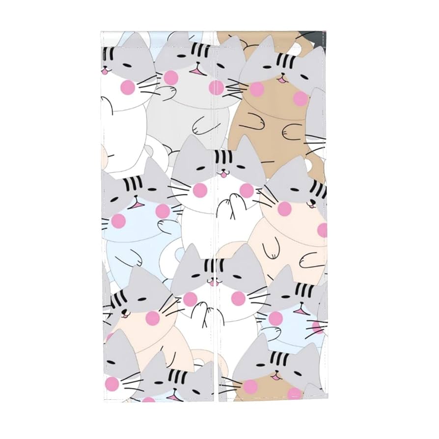 Amazon｜のれん 暖簾 ねこ 猫柄 ふわふわ かわいい すだれ